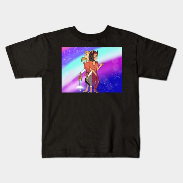 Catra and Adora Kids T-Shirt by Alpha Wolf Maddie